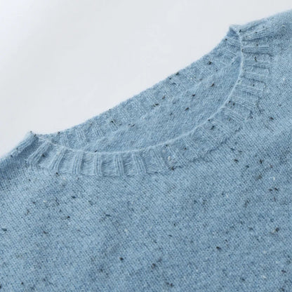 Unisex Langarm Pullover mit Rundhals und Sprenkelmuster