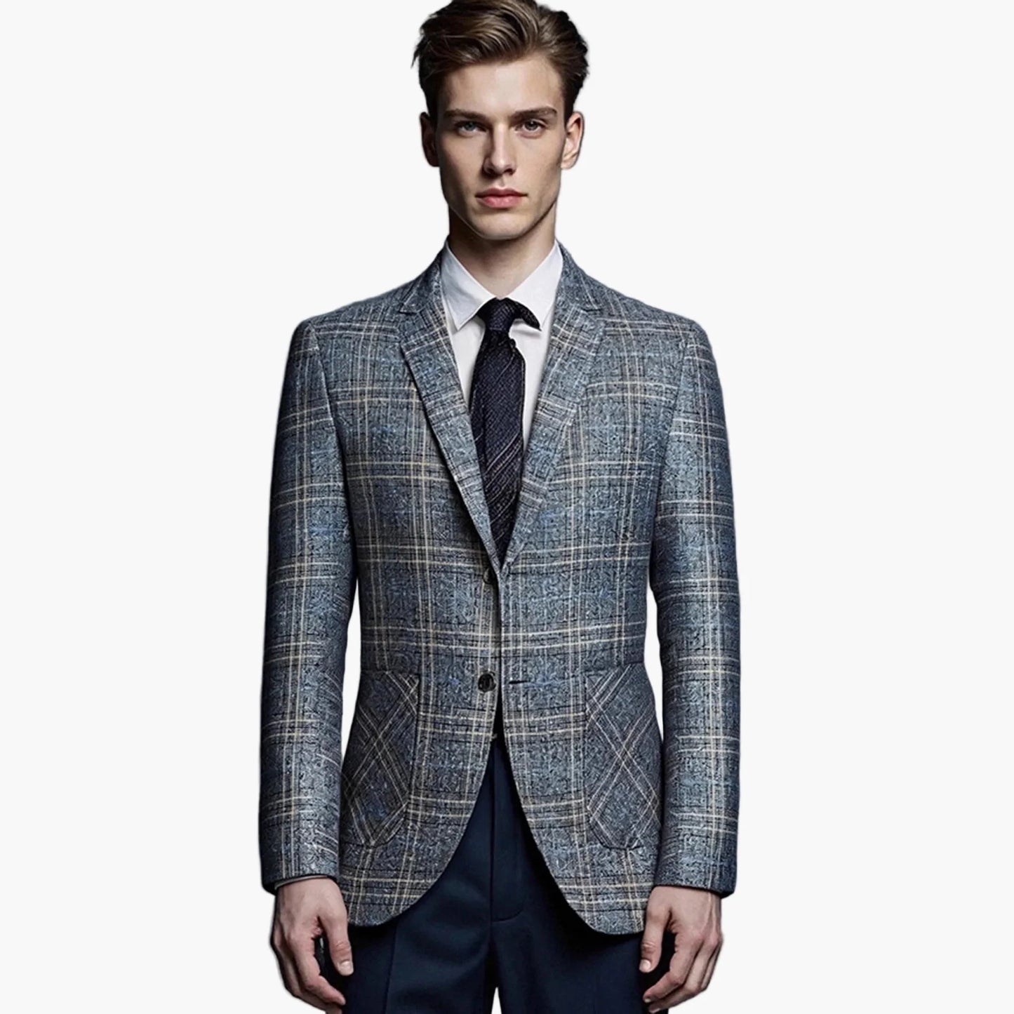 Men's Blazer Modern Business Checked – Elegant Blazer for Office & Events