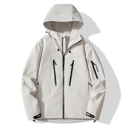 Unisex Kapuzenjacke Outdoor Wasserdicht mit Reißverschlusstaschen