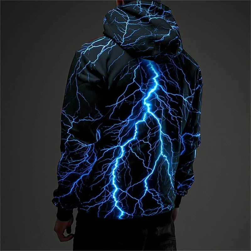 Hoodie mit Blitzmuster Lila Kapuzenpullover Unisex