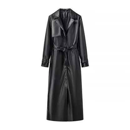Trenchcoat Damen lang Bindegürtel Weinrot Mantel Elegante Übergangsjacke