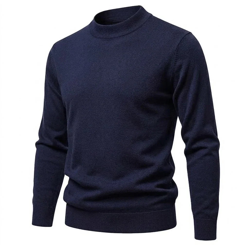 Men's long-sleeve mock-neck basic knit sweater