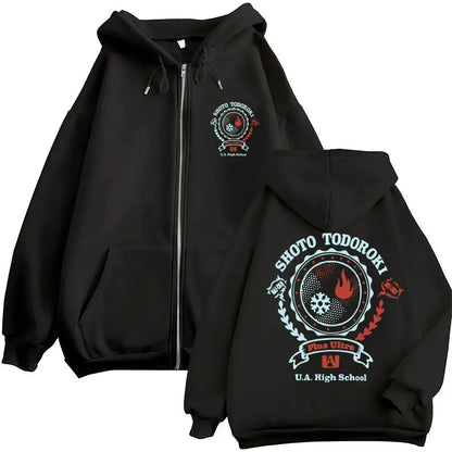 Unisex Kapuzenpullover mit Reißverschluss und Motivdruck