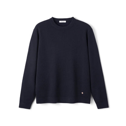 Unisex long-sleeve pullover crew neck fine knit gray