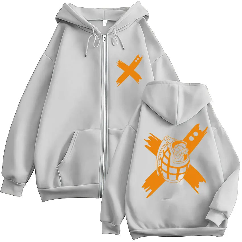 Unisex Kapuzenpullover mit Reißverschluss und Motivdruck