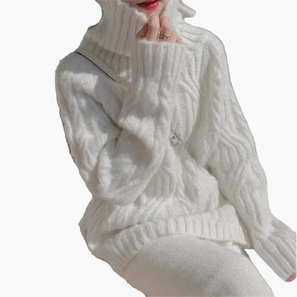 Damen Pullover im koreanischen Stil mit Stehkragen – Lockerer, eleganter Herbst- und Winterpullover