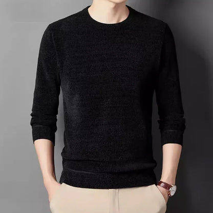 Men's crew-neck long-sleeve pullover winter warm knit pullover