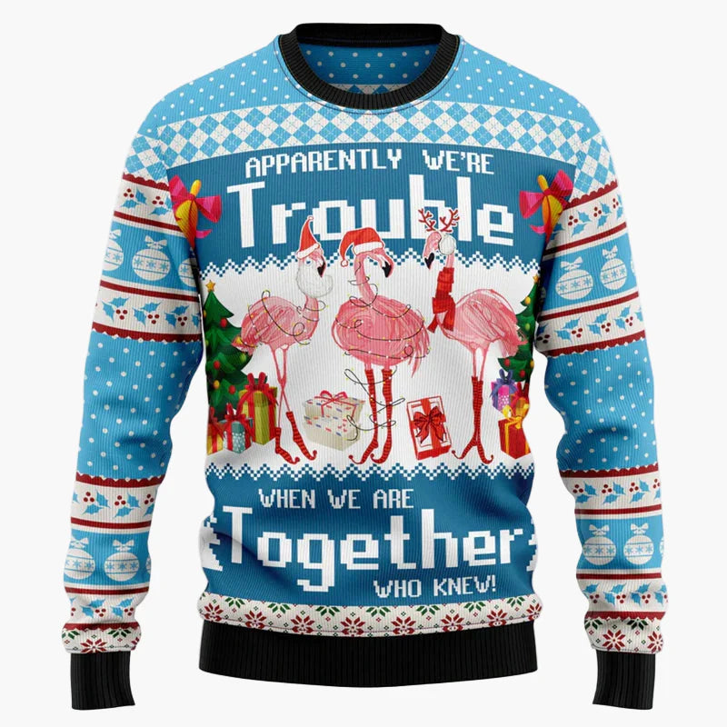Men's & Women's Christmas Sweater Flamingo Funny – Ugly Christmas Sweater for Groups & Friends