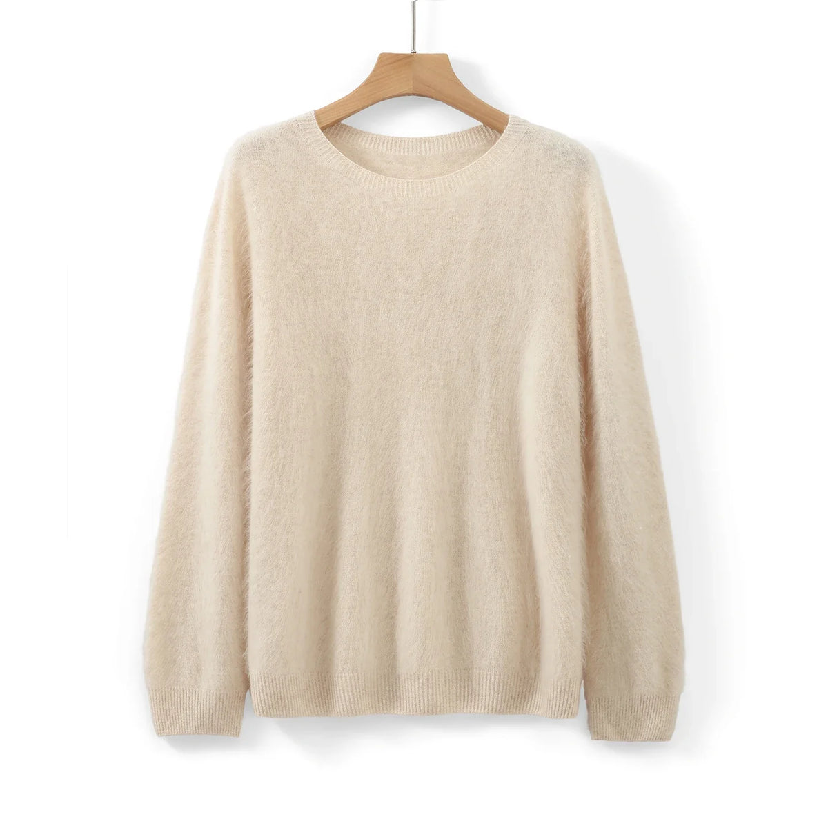 Soft women's crew-neck long-sleeve knit sweater