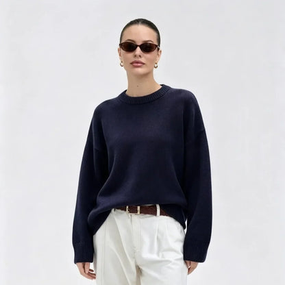 Women's Oversized Loose-Fit Crew-Neck Knit Sweater