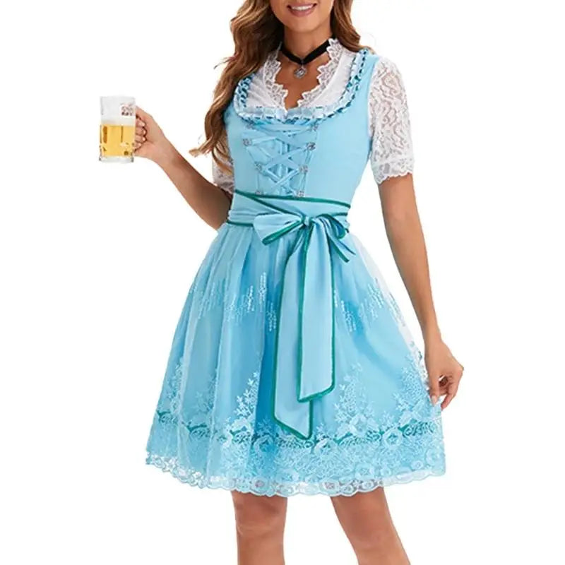 39BB Beer costume, dirndl, dress, blouse, apron, German Bavarian Oktoberfest costume set