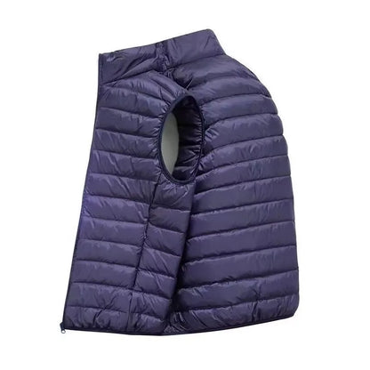 Unisex quilted vest, lightweight padded vest with stand-up collar