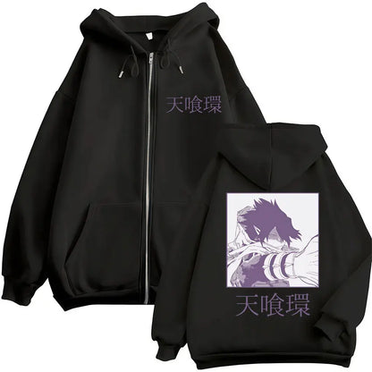 Unisex Kapuzenpullover mit Reißverschluss und Motivdruck