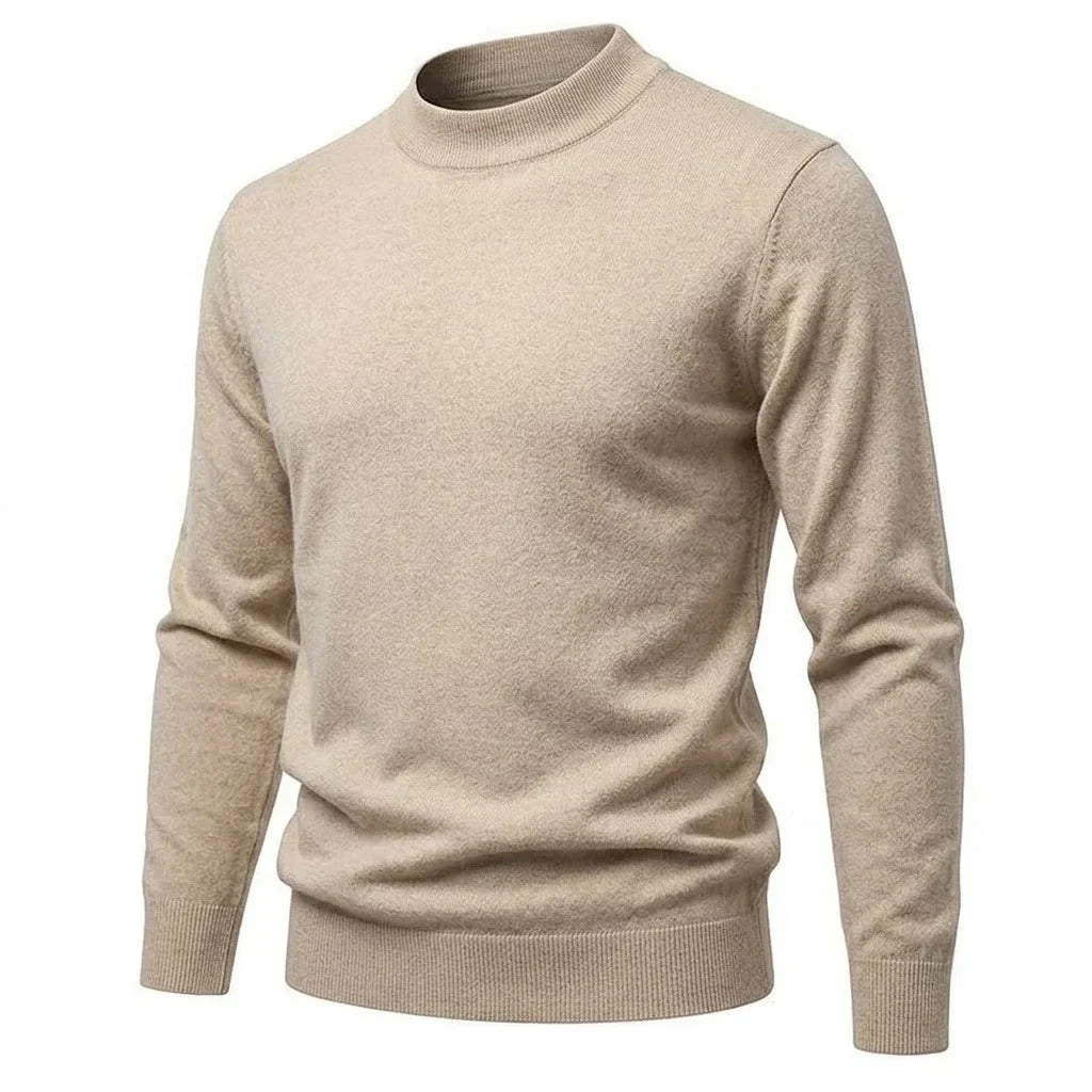 Men's long-sleeve mock-neck basic knit sweater