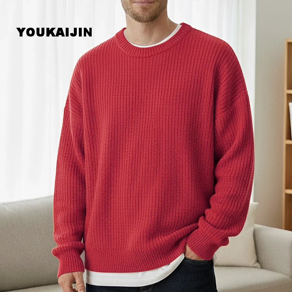 Men's chunky-knit sweater, crew neck, relaxed fit