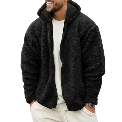 Men's Teddy Fleece Hoodie – Sporty Casual Look, Ideal for Autumn and Winter