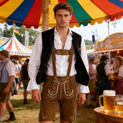 Traditional velvet vest brown green red black men’s Oktoberfest