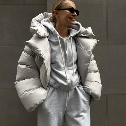 Women's quilted jacket with hood - short puffer jacket in various colors