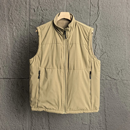 Men's winter vest, stand-up collar, quilted, zip-up, sleeveless