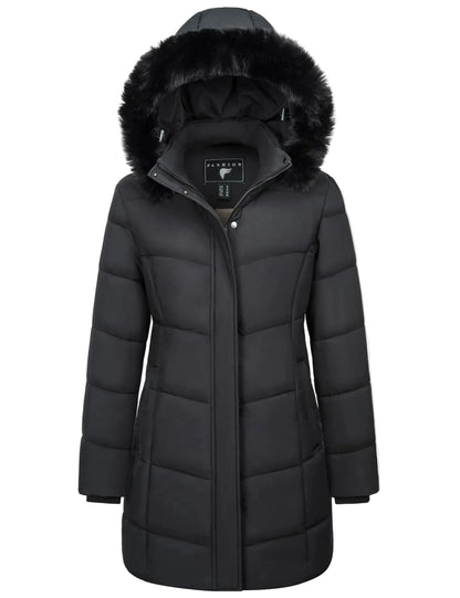 Damen Winter Steppmantel mit Kapuze – Modischer langer Pufferjacke für Alltag & Outdoor