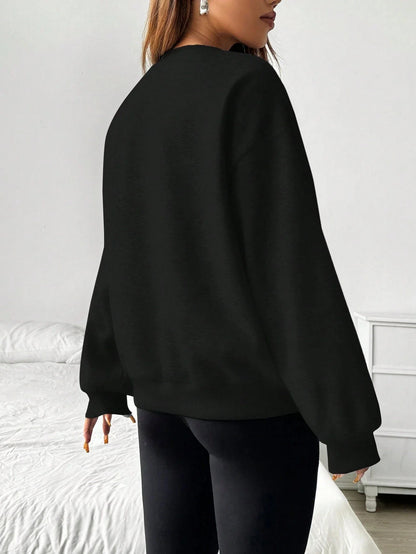 Women's Crew-Neck Oversized Basic Long-Sleeve Sweatshirt