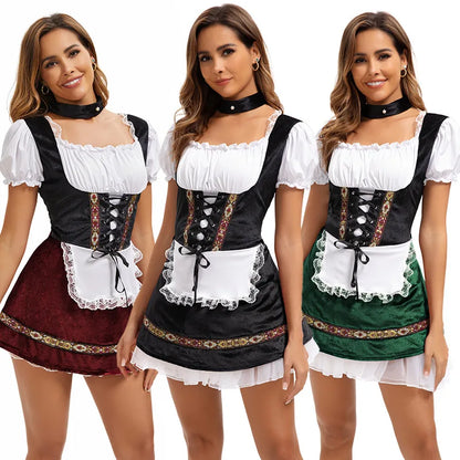 Damen Dirndl-Kostüm mit Schürze und Puffärmeln – Oktoberfest Verkleidung