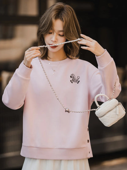 Women's Crew-Neck Sweatshirt with Animal Print Light Yellow