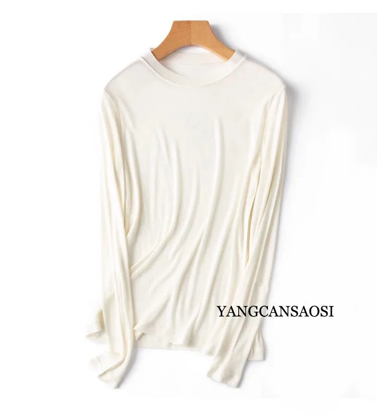 Women's Crew Neck Turtleneck Basic Slim-Fit Long-Sleeve Top