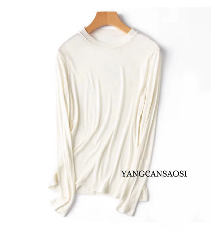 Women's Crew Neck Turtleneck Basic Slim-Fit Long-Sleeve Top