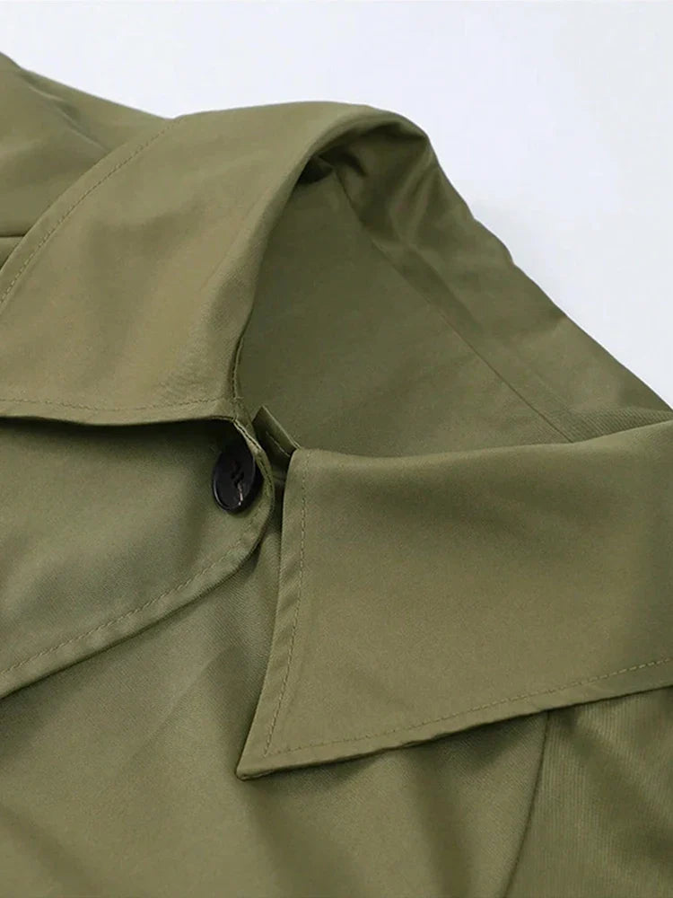 Women's Long Trench Coat, Transitional Jacket, Checked Lining