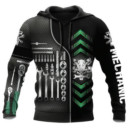 Hoodie mit Mechaniker-Thema und Grafikdruck, verschiedene Designs