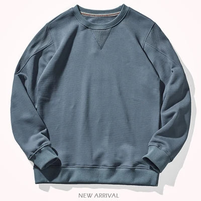 Unisex Long-Sleeve Crew-Neck Sweatshirt Cotton-Look Casual Sweater