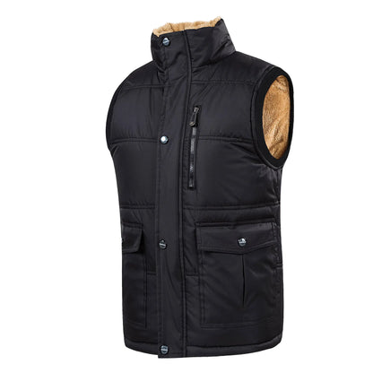 Men's winter vest, lined, V-neck, dark green