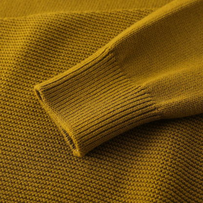 Women's crew-neck long-sleeve sweater with a textured pattern in green