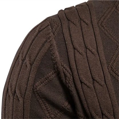 Men's shawl-collar cardigan with diamond pattern and button placket