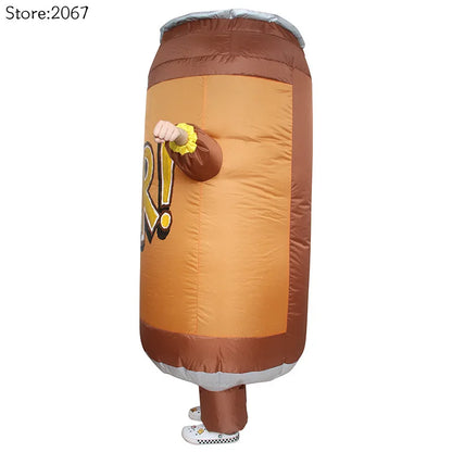 Aufblasbares Kostüm Bierdose Orange Braun Faschingskostüm Party Verkleidung
