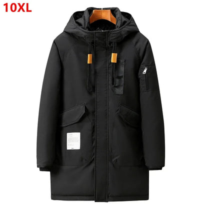 Herren Winterparka mit Kapuze - Lang, Schwarz