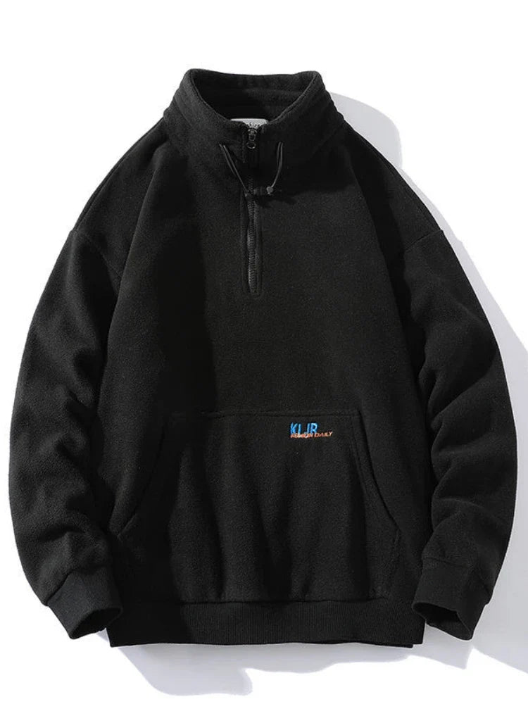 Unisex Fleecejacke mit Stehkragen und Reißverschluss