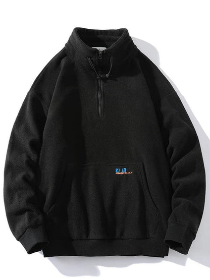Unisex Fleecejacke mit Stehkragen und Reißverschluss