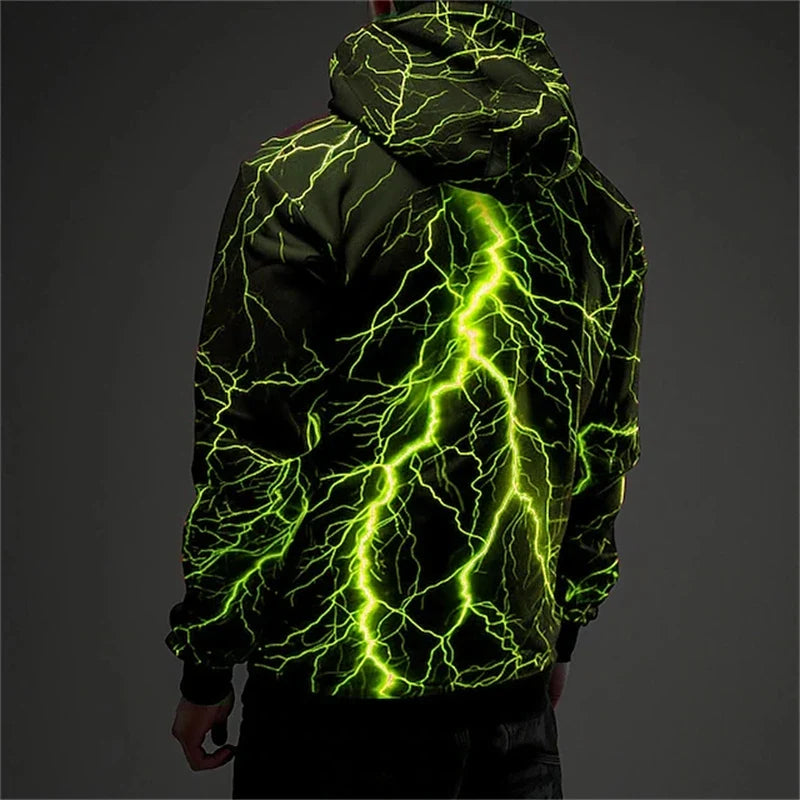Hoodie mit Blitzmuster Lila Kapuzenpullover Unisex