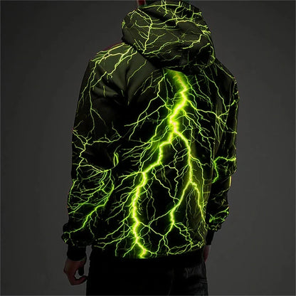 Hoodie mit Blitzmuster Lila Kapuzenpullover Unisex