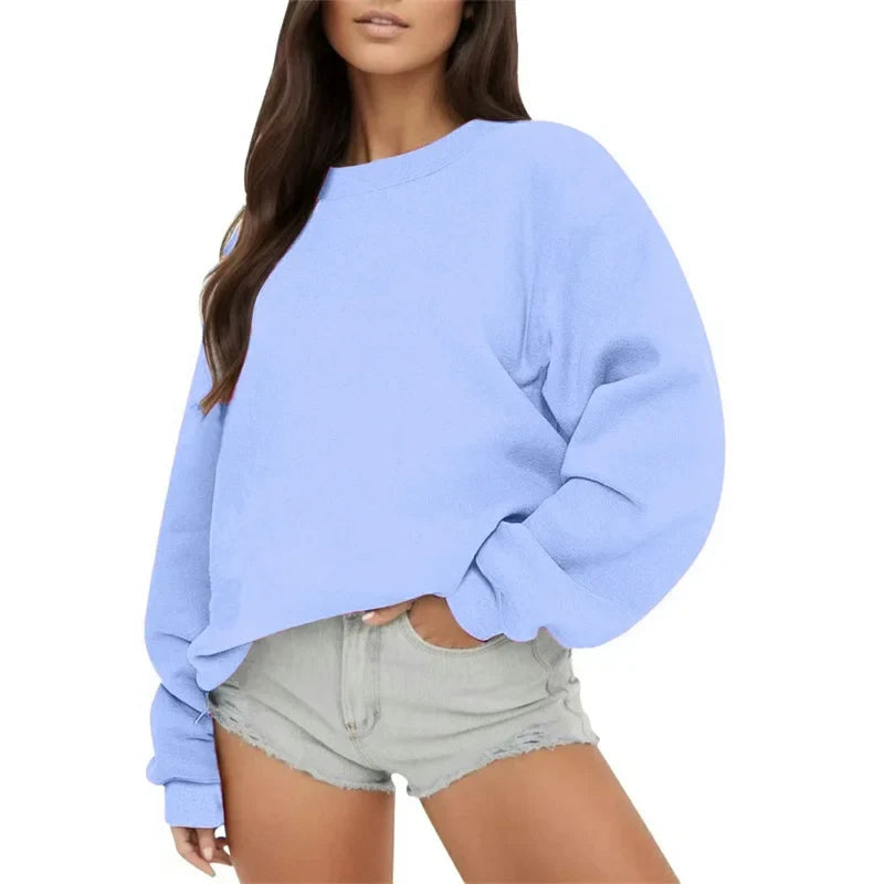 Women's Oversized Crew-Neck Long-Sleeve Sweatshirt