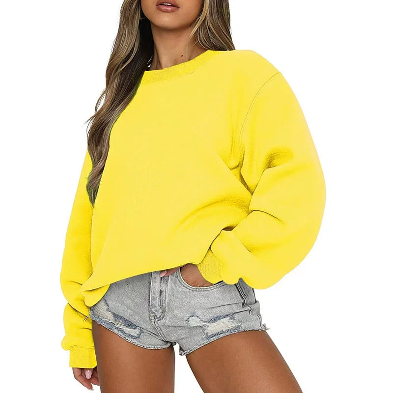 Women's Oversized Crew-Neck Long-Sleeve Sweatshirt
