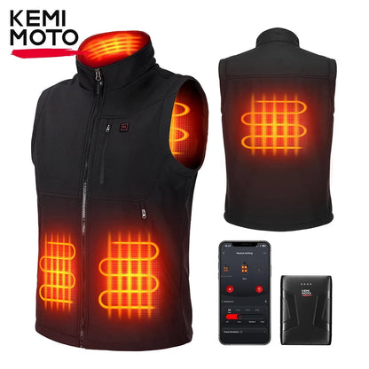 Black heated vest for women and men with stand-up collar