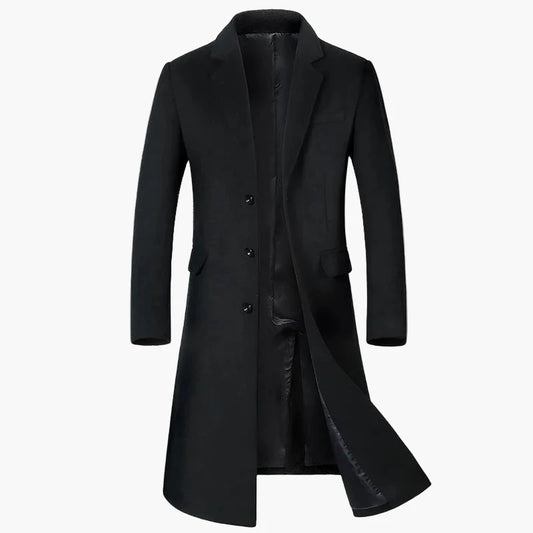 Men's Classic Winter Long Coat – Elegant Business and Casual Style