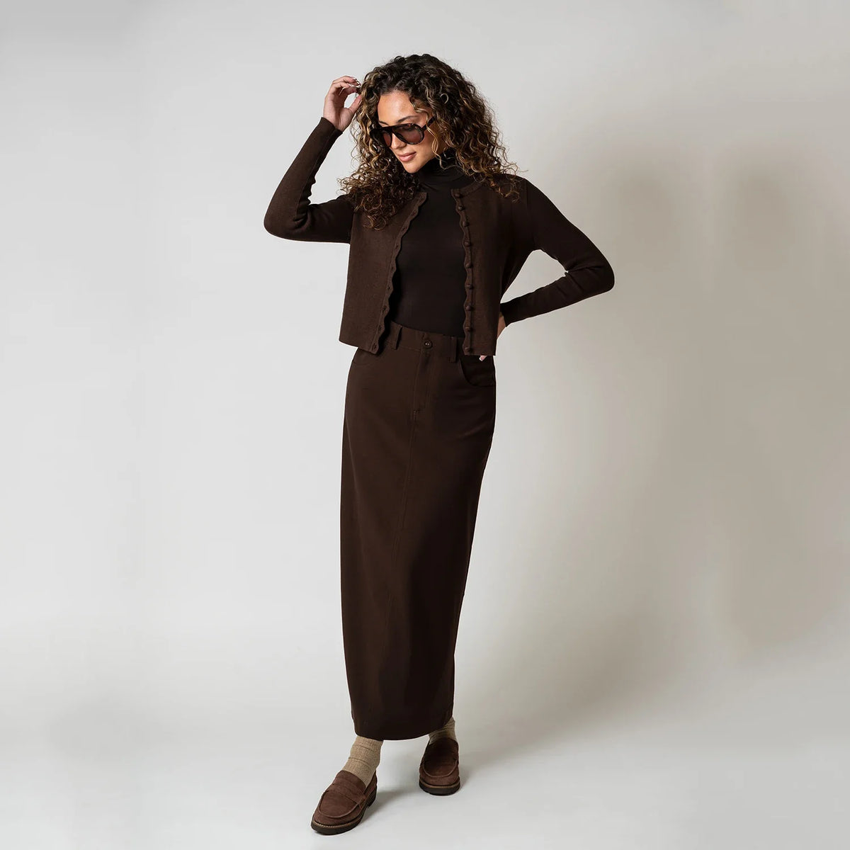 Damen Cardigan Kurz Strickjacke Rundhals Knopfleiste