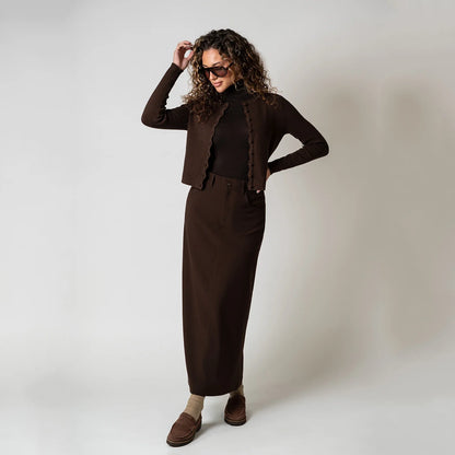 Damen Cardigan Kurz Strickjacke Rundhals Knopfleiste