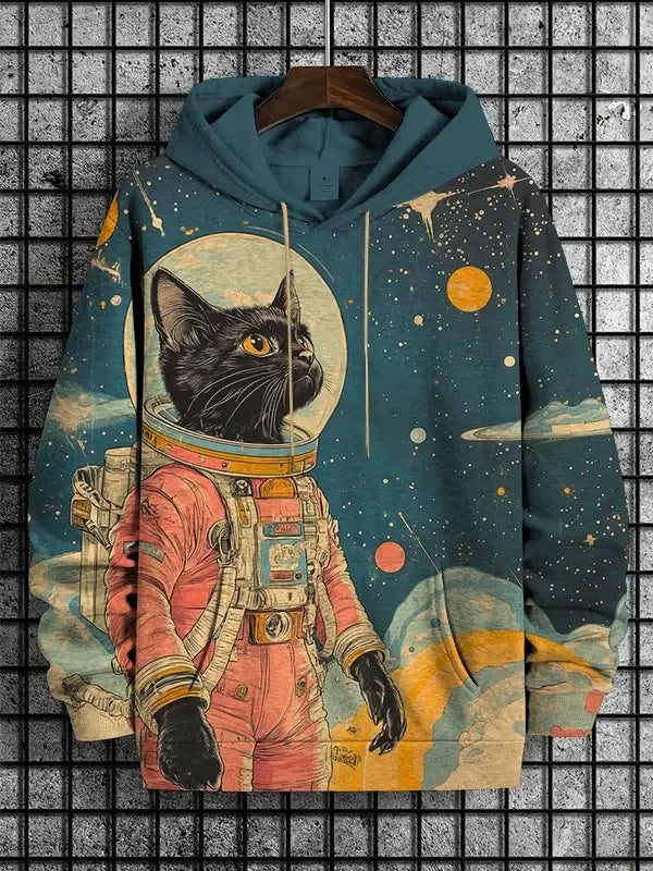 Hoodie with cat print and kangaroo pocket – Various designs