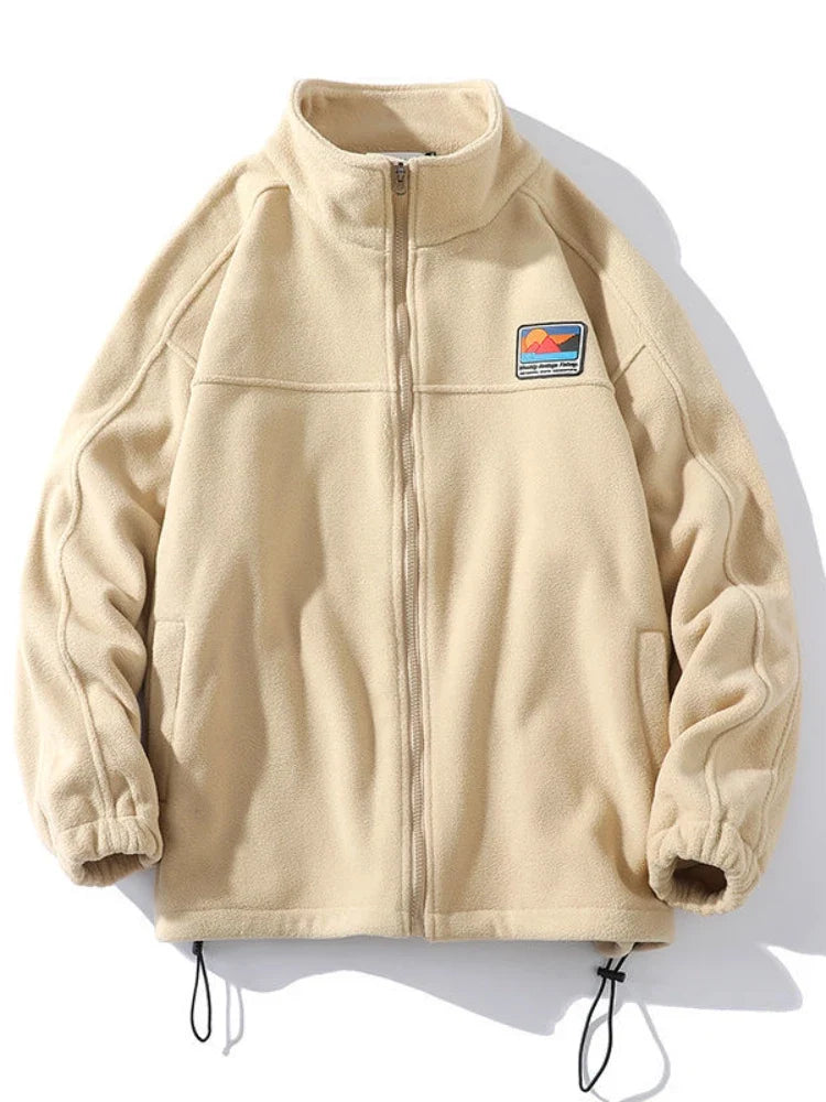 Unisex Fleecejacke mit Stehkragen und Reißverschluss