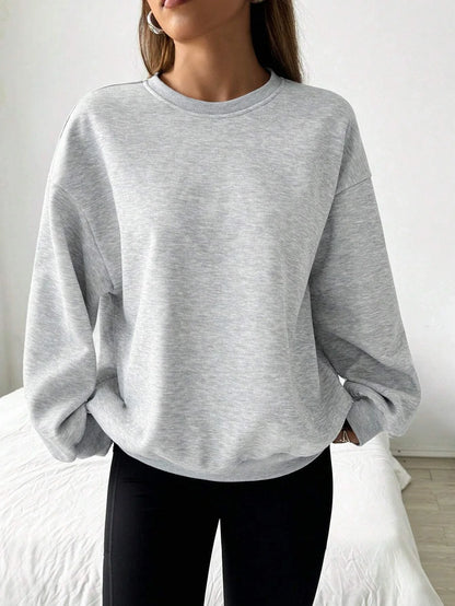Women's Crew-Neck Oversized Basic Long-Sleeve Sweatshirt